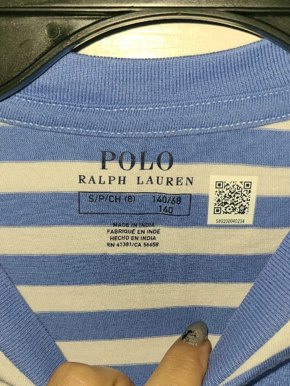Ralph Lauren Blue and White Striped Short Sleeve Tee